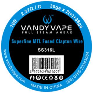Vandy Vape - SS316L Superfine MTL Fused Clapton Wire | 2,37ohm | 10ft | 30ga x 2 (=) + 38ga