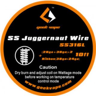 Geek Vape - SS Juggernaut Wire | SS316L | 10 FT | 28ga+38ga)*2 + Ribbon (38ga*24ga) | ZS04