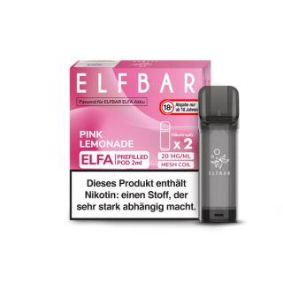Elf Bar Elfa Pod (2 St&uuml;ck pro Packung) Pink Lemonade 20mg/ml Nikotinsalz mit Steuerzeichen.