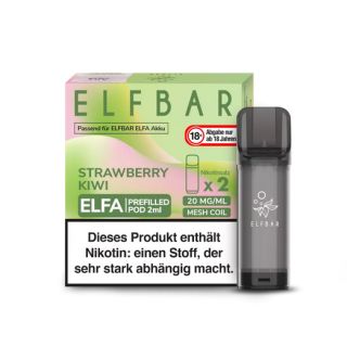 Elf Bar Elfa Pod (2 St&uuml;ck pro Packung) Strawberry Kiwi 20mg/ml Nikotinsalz mit Steuermarke.