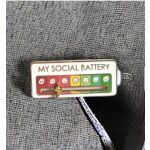 Metal Pin &quot;MY SOZIAL BATTERY&quot; Weiss
